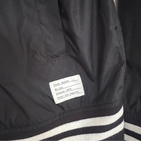 Adam Levine Mens Bomber Jacket Black with White Size L Full Zip w/Pockets - Picture 4 of 13